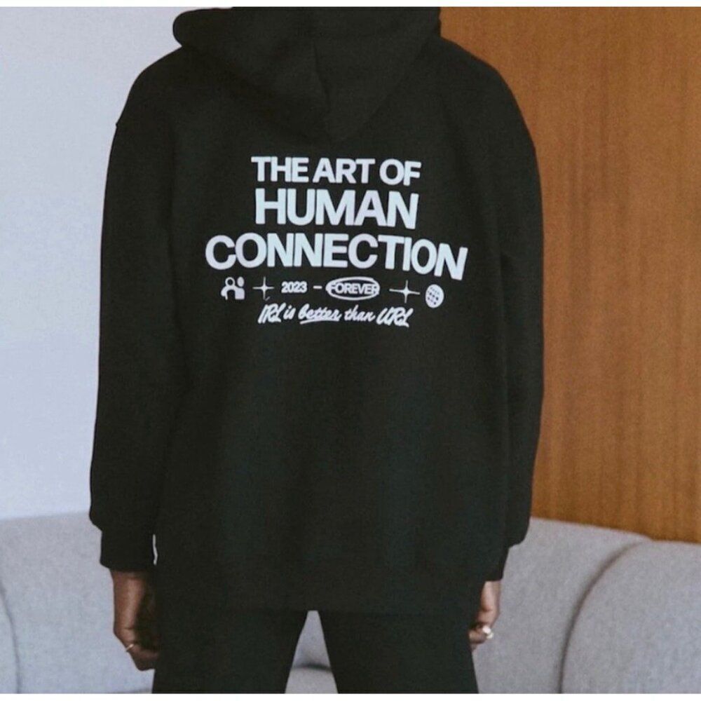 The mayfair Group the art of human connection black White hoodie Small Medium